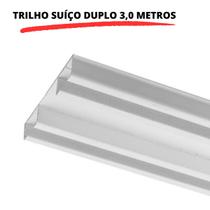 Trilho Alumínio Suíço Max Duplo Cortina Branco Deslizante 3m