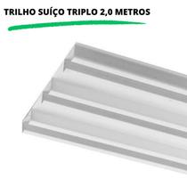 Trilho Alumínio Suíço Max Triplo Para Cortina Branco 2m - Casa Tendi