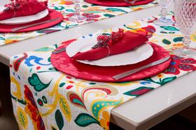 Trilho caminho de mesa jaccard 1,60 flor colorida - Decorame