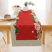 Trilho Caminho de Mesa Natal Familia Noel 140x40cm Vermelho