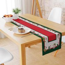 Trilho Caminho de Mesa Natal Papai Noel 140x40cm Vermelho Verde