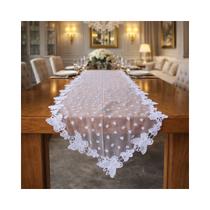 Trilho Caminho De Mesa Renda Guipir Luxo 1,40 X 0,40m Branco