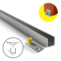 Trilho Canaleta U Alumínio 1mt Porta De Correr Com Pino Guia