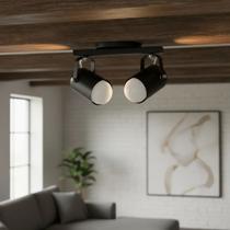 Trilho Com 25cm De Largura Com 02 Spots Para 02 Lâmpadas Padrão E27 Bulbo Ou Par20 110v 220v Bivolt Trilho Com 25cm De Largura Com 02 Spots Para 02 Lâmpadas Padrão E27 Bulbo Ou Par20 110v 220v Bivolt