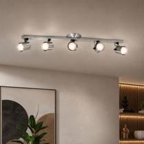 Trilho De 01 Metro Com 05 Spots Bivolt 110v 220v para lâmpadas padrão E27 alumínio escovado Ideal para Sala Quarto escritório Alumínio Escovado Inox Trilho De 01 Metro Com 05 Spots Bivolt 110v 220v para lâmpadas padrão E27 alumínio escovado Ideal para Sala Quarto escritório Alumínio Escovado Inox