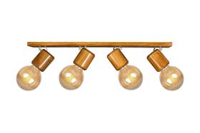 Trilho De Madeira Com 4 Spots Decorativo Rústica Bancada