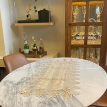 Trilho de Mesa Bordado Com Renda de Guipir 90 cm