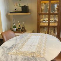 Trilho de Mesa Bordado Com Renda de Guipir 90 cm
