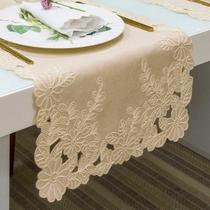 Trilho de Mesa Bordado Domus Bege 0,40x1,80M Argivai Trilho de Mesa Bordado Domus Bege 0,40x1,80M Argivai