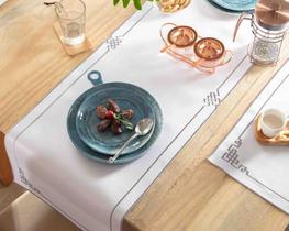 Trilho de Mesa Celine 40 x 150 cm Branco/Cinza Jolitex