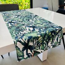 Trilho de Mesa Folhas Verde Acqua Block Retangular 45cmx1,36m Arrumadinho - Lepper