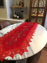 Trilho de Mesa Grande 1,50M Bordado Com Renda de Guirpir Natalino