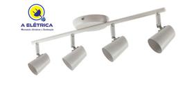 trilho de sobrepor branco com 4 spots direcionaveis, para lampada minidicroica. trilho de sobrepor branco com 4 spots direcionaveis, para lampada minidicroica.