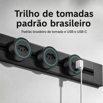 Trilho De Tomada 40cm Padrão Brasileiro Usb Usbc Deslizante