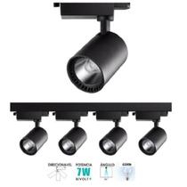 Trilho Eletrificado 1 Metro Preto Com 4 Spots Led 7W 6500K