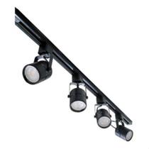 Trilho Eletrificado 1,5m Preto + 4 Spots Gu10 Dicroica C/ Lâmpada 4000k