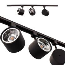 Trilho Eletrificado 1m + 3 Spot Preto + 3 LED Ar111 Branco Frio ST2305 Trilho Eletrificado 1m + 3 Spot Preto + 3 LED Ar111 Branco Frio ST2305