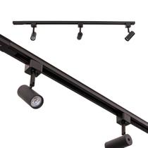 Trilho Eletrificado 1m + 3 Spot Preto Alumínio + 3 LED MR11 BQ ST2289 Trilho Eletrificado 1m + 3 Spot Preto Alumínio + 3 LED MR11 BQ ST2289