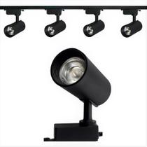 Trilho Eletrificado 1m Preto + 4 Spot Led 7w 3000K - CBC