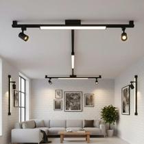 Trilho Eletrificado 1m2 Spot 10w 1 Luminaria Difusa 10w Preto 3000k Bivolt