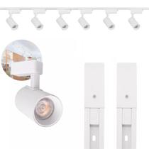 Trilho Eletrificado 2 Metros + 6 Spots Led Branco Frio