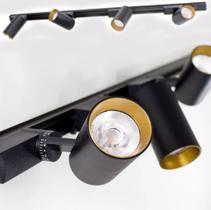 Trilho Eletrificado 2m + 7 Spot Led 10w 3000k Bivolt Preto