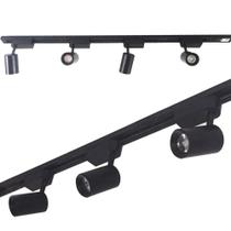 Trilho Eletrificado 4m + 5 Spot Led 10w 3000k Bivolt Preto