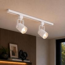 Trilho eletrificado 50 cm 2 spots gu10 c/ lampada mr16 2700k branco