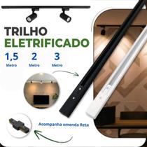 Trilho Eletrificado 50cm 1m 1,5m 2m 2,5m 3 metros para Spot Luminaria Pendente em Aluminio