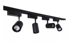 Trilho Eletrificado 60cm + 4 Spot Led 7w 3000k Bivolt Preto