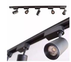 Trilho Eletrificado 60cm + 5 Spot Led 7w 3000k Bivolt Preto