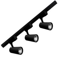 Trilho Eletrificado Preto 1M com 3 Spot LED Luminária Branco Quente 3000k Trilho Eletrificado Preto 1M com 3 Spot LED Luminária Branco Quente 3000k