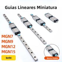 Trilho Linear Miniatura Com Blocos Duplos MGN7 MGN9 MGN12 MGN15 Tipo C&H Para CNC AE PLC Impressora
