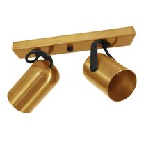 Trilho Luminária Teto 2 Spots Direcionáveis Dourado Moderno