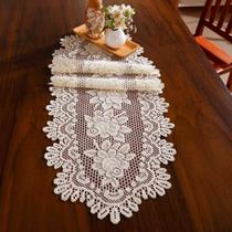 Trilho Oval para Mesa Interlar Renda Rose Gardênia 40cmx1,25m Cru Trilho Oval para Mesa Interlar Renda Rose Gardênia 40cmx1,25m Cru