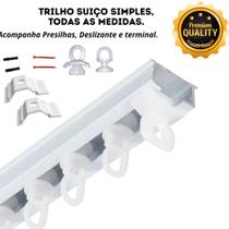 Trilho Suíço Simples Branco para Cortina em Alumínio Reforçado Deslizamento Suave, Fácil Instalação, Diversas Medidas Trilho Suíço Simples Branco para Cortina em Alumínio Reforçado Deslizamento Suave, Fácil Instalação, Diversas Medidas