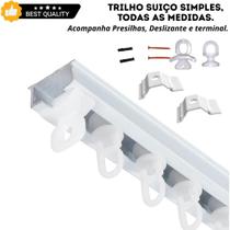 Trilho Suíço Simples Branco para Cortina em Alumínio Reforçado Deslizamento Suave, Fácil Instalação, Diversas Medidas Trilho Suíço Simples Branco para Cortina em Alumínio Reforçado Deslizamento Suave, Fácil Instalação, Diversas Medidas