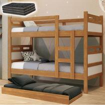 Triliche Robusta com Cama Auxiliar + 3 Colchões D20 Funcional e Econômico Triliche Robusta com Cama Auxiliar + 3 Colchões D20 Funcional e Econômico