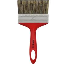 Trincha 4” Polegadas Tigre Pincel Simples Pintura Acrílica Cabo Plástico Parede Profissional Natural Angular Cerdas Macias Larga Sintética Látex