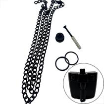 Trinco Basculante 1523 Com Corrente Argolas Calota - Preto Trinco Basculante 1523 Com Corrente Argolas Calota - Preto