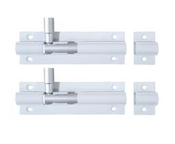 Trinco ferrolho de alumínio 10 cm branco kit com 2 peças