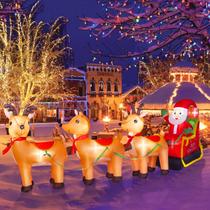 Trineo Inflable de Santa Claus BRDJade con 3 Renos y Luces LED de 3.7m Trineo Inflable de Santa Claus BRDJade con 3 Renos y Luces LED de 3.7m