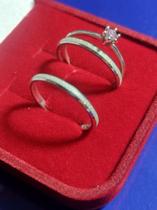 Trio Alianças Lisas e Fosca Risco Prata 950 Namoro 2 mm e Anel Solitário Trio Alianças Lisas e Fosca Risco Prata 950 Namoro 2 mm e Anel Solitário