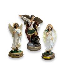 Trio Arcanjos Miguel, Gabriel e Rafael 12cm Resina Nacional