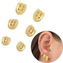 Trio Argola bolinhas banhada ouro 18k delicada feminina moda Trio Argola bolinhas banhada ouro 18k delicada feminina moda