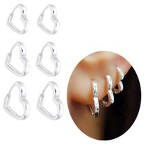 Trio Argola coração lisa Aro fino banhada prata 925 delicada