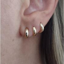 Trio argola dourada lisa Trio argola dourada lisa