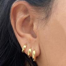 Trio Argola lisa fina banhada ouro 18k moda Argola Redonda