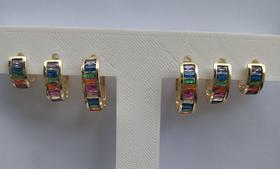 Trio argolas colorida folheada antialergicas Trio argolas colorida folheada antialergicas