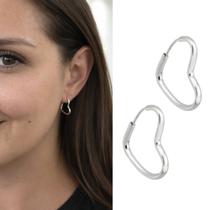 Trio Argolas Coração Prata 925 Legitima Kit Brincos 3 Furos